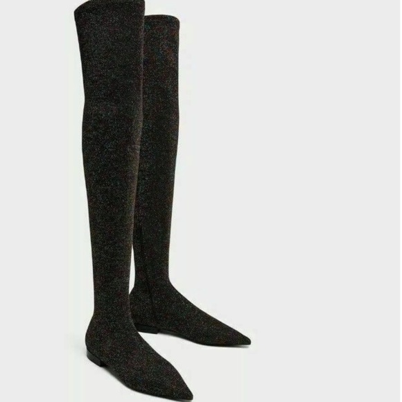 flat pointed over the knee boots